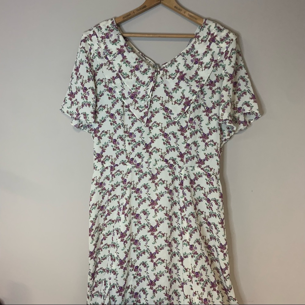 Vintage 90s Peter Pan Collar Floral Cottage Core Prairie Grunge Dress